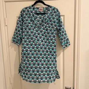 jcrew for sirenuse blue print women’s tunic size M